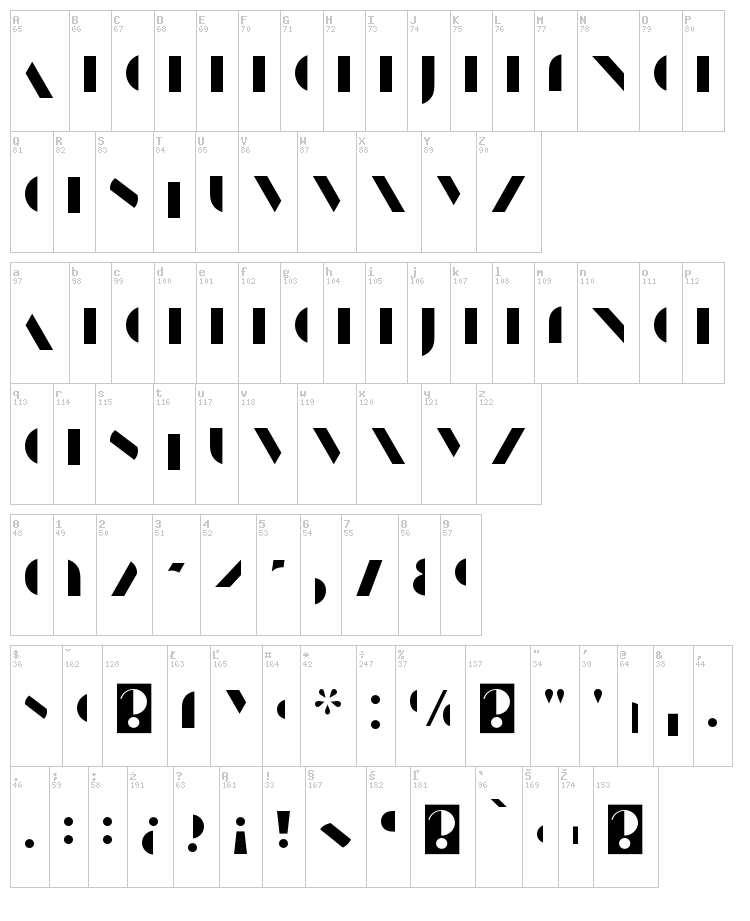 Manbow font map
